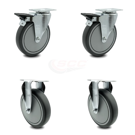 Service Caster Cambro Beverage Service Cart Swivel Caster with 2 Rigid Replacement Set - SCC CAM-SCC-20S614-TPRB-PLB-2-R-2